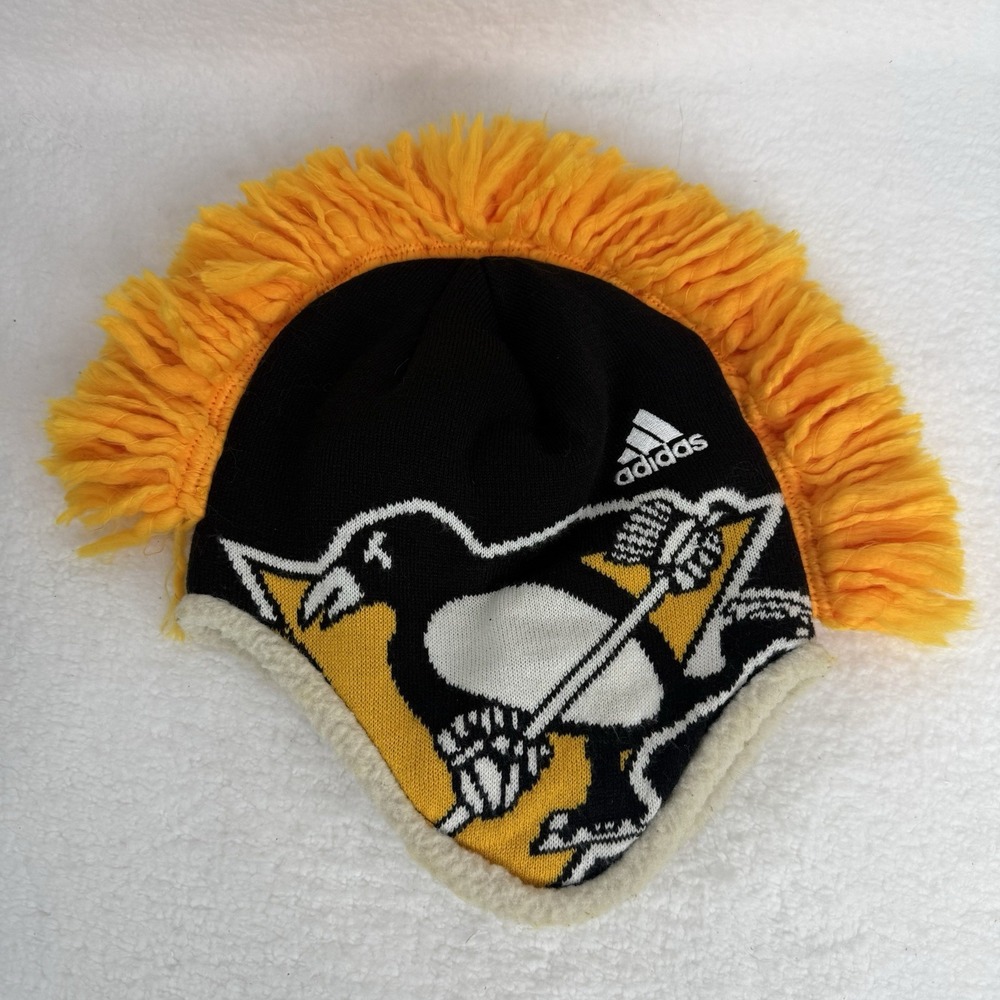 Pittsburgh Penguins Adidas Team Mohawk Winter Knit Lining Hat Adult Logo